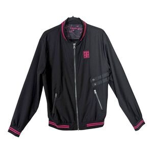 T-Mobile Mens Lightweight Black Pink Map Lining Employee Bomber Jacket Medium